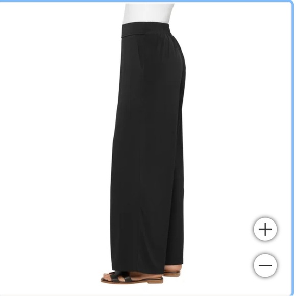 NWT Three Dots Women's Pull-On wide leg black Pant - Picture 2 of 7